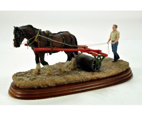  A static presentation piece comprising Lightly Rolled, a Border Fine Arts model featuring a Shire Horse and Roller. Fine Mod