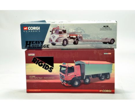 Corgi 1/50 diecast truck issue comprising No. CC13909 Foden Alpha Tipper in livery of Stocks and Sons plus Foden Low Loader. 