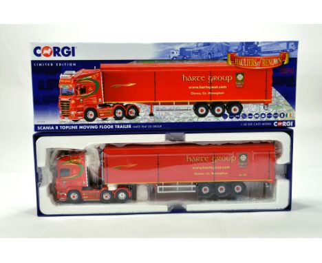 Corgi 1/50 diecast truck issue comprising No. CC13765 Scania R Topline Moving Floor Trailer in livery of Harte Peate Group. E