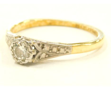 A diamond solitaire ring, a stone of approx 0.25ct, set in yellow metal and stamped 18ct