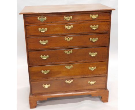 A 19thC mahogany chest of drawers, the rectangular top with a moulded edge, above seven graduated drawers, each with brass ha