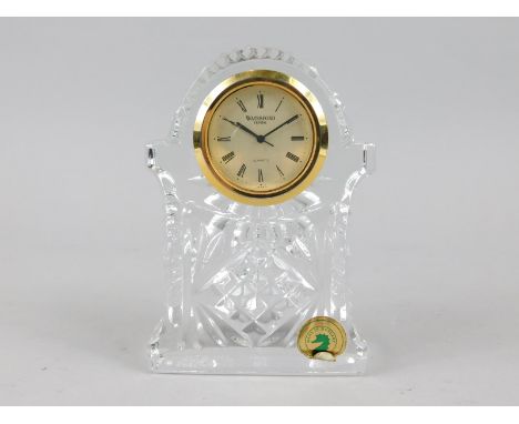 A Waterford crystal mantel timepiece, with quartz movement, 12cm high