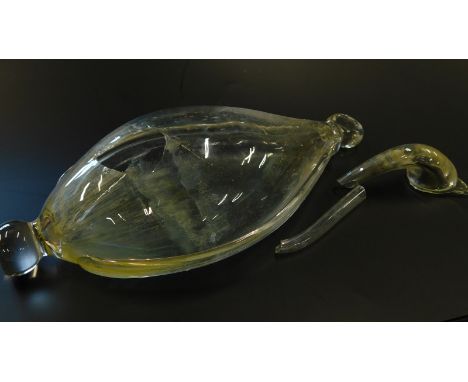 A Victorian and clear glass wall barometer, of shaped and moulded outline, ring top and orb end, 28cm wide. (AF)