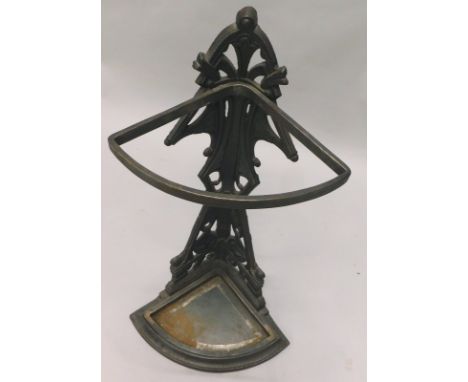 A small Victorian cast iron corner stick stand, 35cm wide