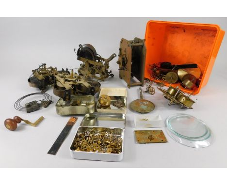 Various clock movements early 20thC and later, mantel clock part work, 13cm high etc. (a quantity)