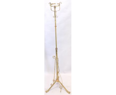 A late Victorian brass and standard oil lamp, converted to electric
