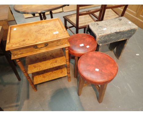 Three stools and a shelf