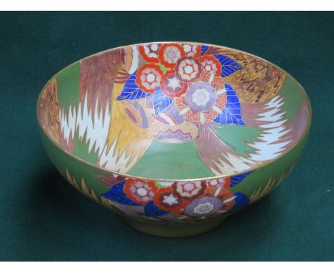 CARTON WARE HANDPAINTED AND GILDED FLORAL DECORATED CERAMIC BOWL, DIAMETER APPROXIMATELY 25cm