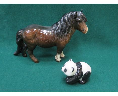 BESWICK GLAZED CERAMIC PANDA CUB NO 1815 & BESWICK GLAZED CERAMIC - SHETLAND PONY NO 1033