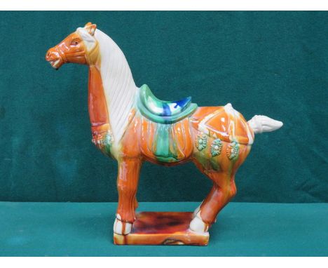 CERAMIC T'ANG DYNASTY STYLE IMPERIAL HORSE, APPROXIMATELY 39cm HIGH 