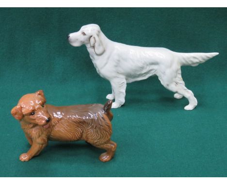 BESWICK GLAZED CERAMIC ENGLISH SETTER "BAYDONE BARONET" NO 973 & BESWICK GLAZED CERAMIC NORFOLK TERRIER NO 2984 