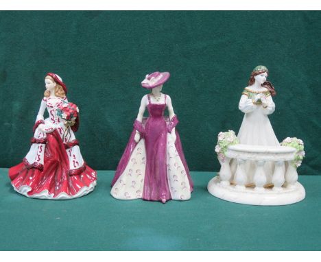 TWO VARIOUS COALPORT GLAZED CERAMIC FIGURINES AND ROYAL DOULTON GLAZED CERAMIC FIGURINE 