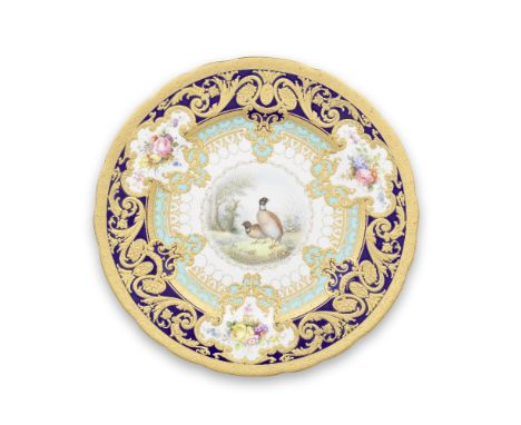 A Royal Crown Derby plate from the Judge Gary service, dated 1909Of 'Ely' shape, painted in the centre by Charles Harris, sig