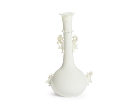 A rare Venetian or façon de Venise lattimo flask, late 17th century or circa 1800In characteristic opaque creamy-white glass,