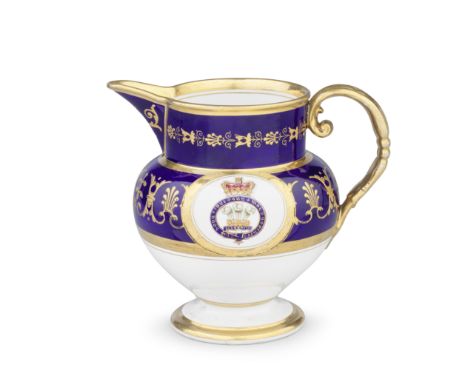 A very rare Flight, Barr and Barr Worcester jug from the Prince Regent Service, circa 1815Of large size, the shouldered ovoid