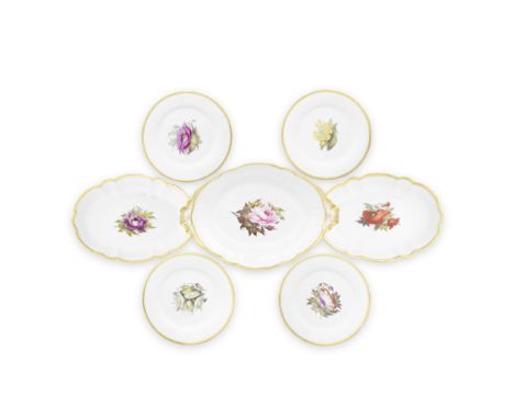 A Barr, Flight and Barr Worcester part dessert service by William Billingsley, circa 1808-10Painted in Billingsley's distinct
