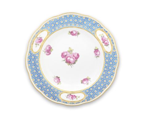 A Derby soup plate from the Duke of Northumberland Service, circa 1791Painted with six sprigs of pink roses, probably by Will