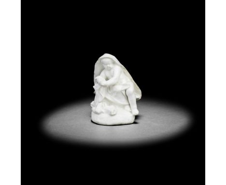 A Derby 'Dry Edge' figure emblematic of Winter, circa 1752-55Modelled by Agostino Carlini, seated on a low mound base and dra
