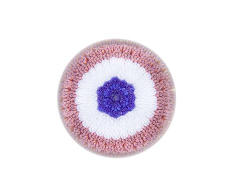 A very rare St. Louis 'Tricolour' carpet ground paperweight, circa 1848 The well formed target-like millefiori arrangement wi