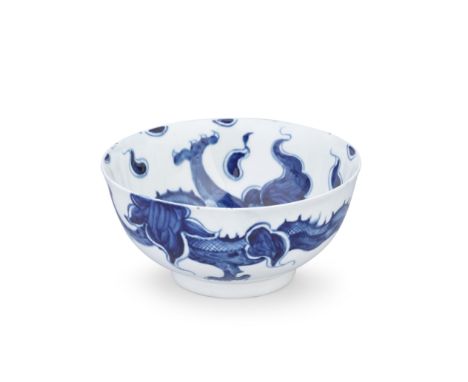 A Liverpool (Philip Christian) bowl, circa 1765Of plain circular shape and attractive small size, the centre fully painted wi