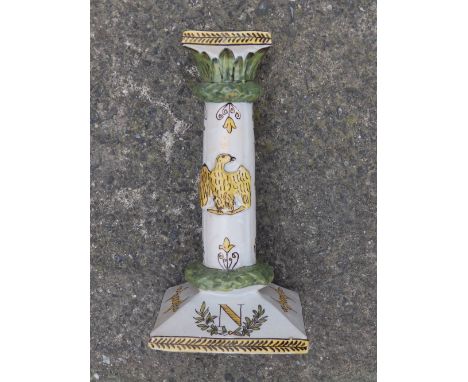 A 19thC faience candlestick commemorating Napoleon – a/f