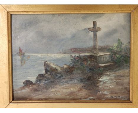 Rinaldi – oil on panel – coastal scene, 5.5” x 7”
