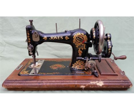 A vintage Jones sewing machine – base woodwormed