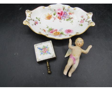 Royal Crown Derby trinket dish, cherub and snuff/pill box/ashtray?
