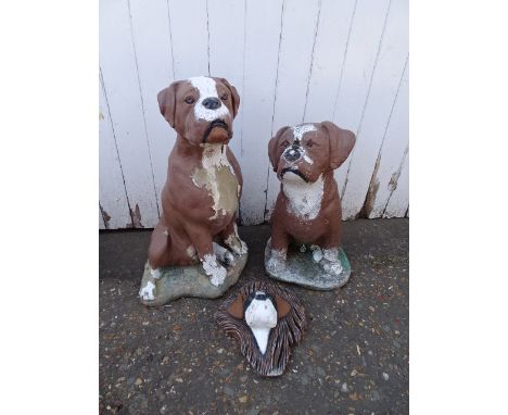 3 Concrete dog garden ornaments