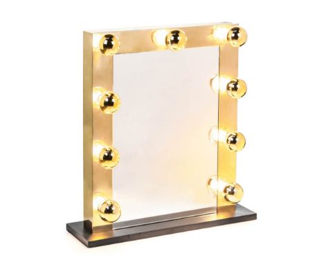 HOLLYWOOD STYLE DRESSING MIRROR, gilt frame with light up accents, 70cm x 120cm, glass 65cm x 45cm. 