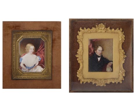 ~TWO PORTRAIT MINIATURES, BY ELIZABETH SUSAN (NEE LAW) LADY COLCHESTER (1799-1883), CIRCA 1850of her son and husband respecti