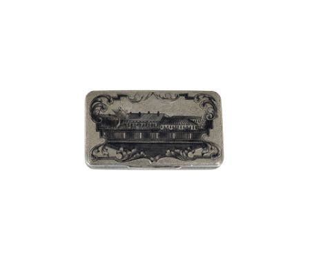 A RUSSIAN SILVER AND NIELLO SNUFF BOX, FEDOR MAKSIMOV, ASSAY MASTER ANDREY KOVALSKIY, MOSCOW, 1845rectangular, the lid and ba