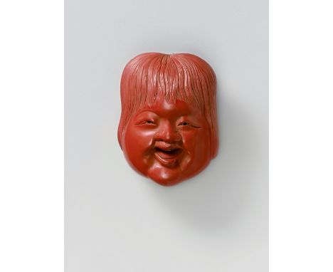 A JAPANESE MASK NETSUKE OF SHOJO, BY MATSUKI HÔKEI, LATE 19TH CENTURYtsuishu lacquer, signed ‘Hôkei’4.5cm highThe artist is a