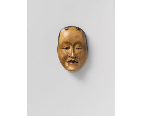 A JAPANESE MASK NETSUKE OF MIGAKI-ONNA OR HAKAKIME, BY KANO TESSAI, LATE 19TH CENTURYlacquered wood, signed ‘Tessai dojin to’