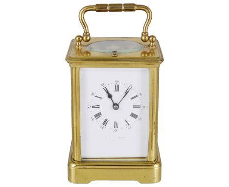 A FRENCH GILT-BRASS REPEATING CARRIAGE CLOCK, ACHILLE BROCOT, PARIS, LATE 19TH CENTURYthe movement stamped with AB monogram i
