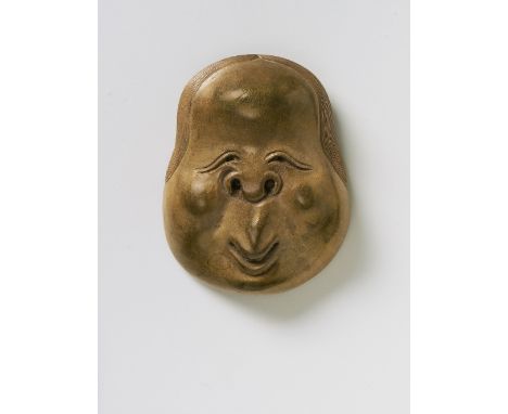 A JAPANESE MASK NETSUKE OF OTO, BY BAZAN, 19TH CENTURYlacquered wood, signed ‘Bazan’5.7cm highA rare mask by the artist.Peter