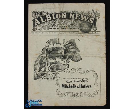 1944/45 West Bromwich Albion v Walsall Football League North match programme 7 April 1945, 4 page; fold, small edge tear, nee