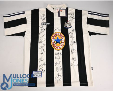 Newcastle United FC Home Football Shirt 1995-1996 Multi signed with 24 signatures on front inc. Peter Beardsley Lee Clark Dav
