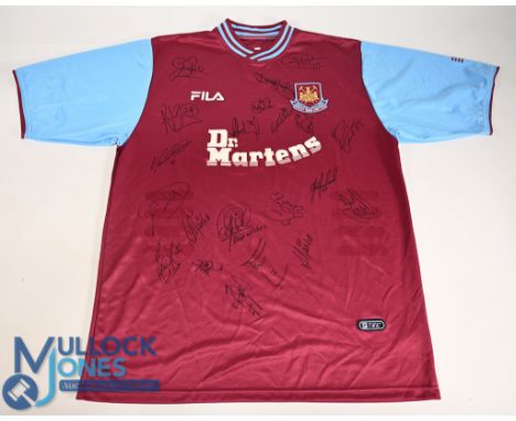 West Ham United FC Home Football Shirt 2001-2003 Multi signed with 20+ signatures on front inc. David James, Trevor Brooking,