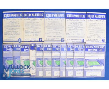 Selection of Bolton Wanderers home programmes 1953/54 Charlton Athletic (Xmas Day), 1954/55 Chelsea (champions), Manchester U