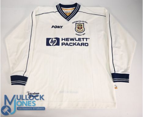Tottenham Hotspur FC Home Football Shirt 1999 Worthington Cup Final Size Large Pony / Hewlett Packard, long sleeves (G) with 