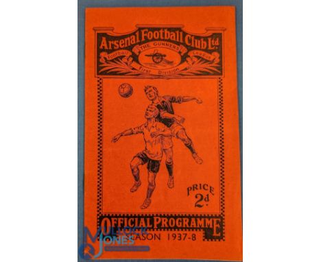 1937/38 Arsenal v Charlton Athletic football programme 2 Apr, folds, creases apparent, G overall