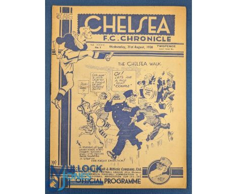 1938/39 Cheslea v Preston North End football programme&nbsp;31 Aug, light creases marks etc, generally G
