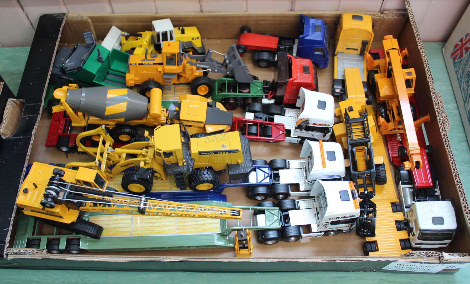 Various unboxed trucks and excavators, Joal, Siku, Corgi etc