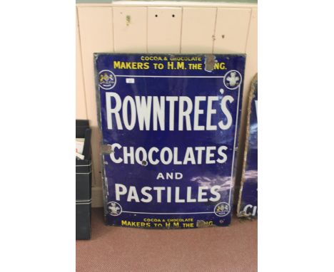An enamel Rowntrees Chocolates and Pastilles sign, 41" x 30"