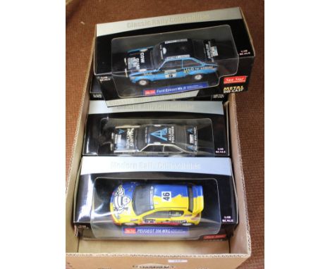 Boxed Sun Star 1:18 scale rally cars, Subaru Imprezza WRC limited edition, Ford Escort Mk2 (2), RS1800 and Peugeot 206 WRC