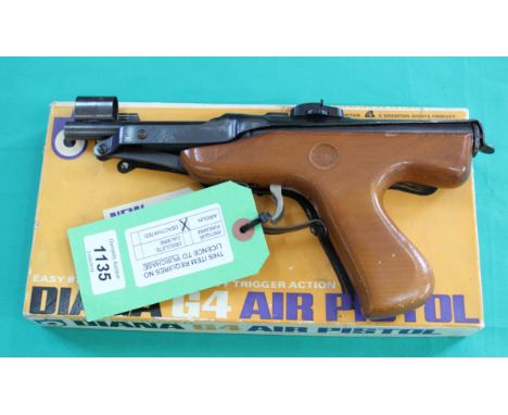 A 'Diana' mark IV .177 cal air pistol in original box, as a post 1939 air weapon the restrictions of the Crime Reduction Act 