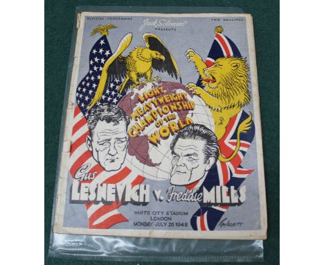 A 1948 Light Heavyweight World Championship programme, Gus Lesnevich V Freddie Mills
