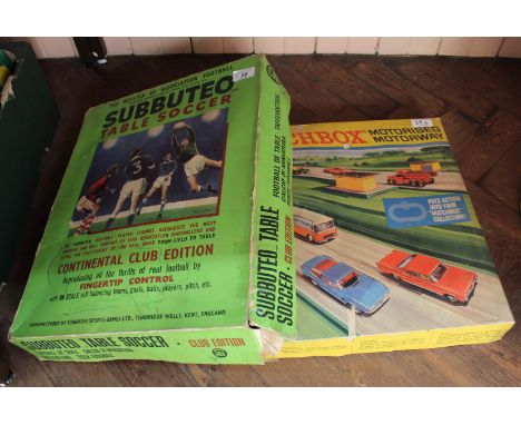 Boxed Matchbox motorised motorway (no cars) plus Subbuteo Continental Club edition