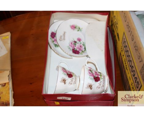 A Polly-Anna ruby wedding cased tea set